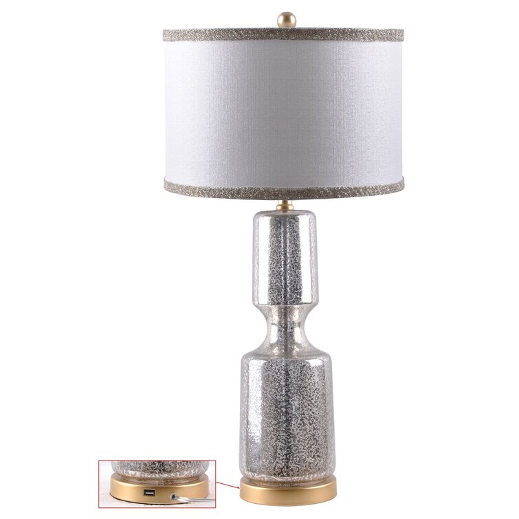 29.25'' Silver Table Lamp with USB